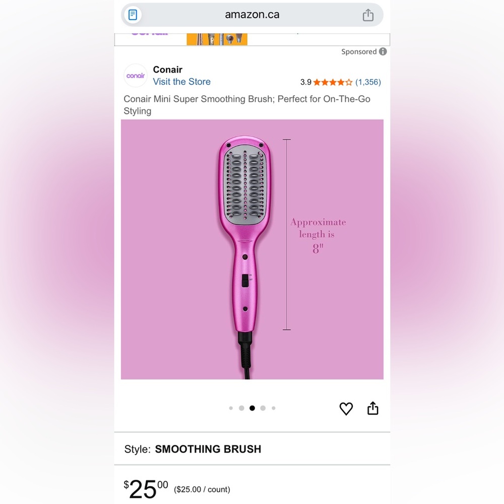 Conair Purple Mini Super Smoothing Brush